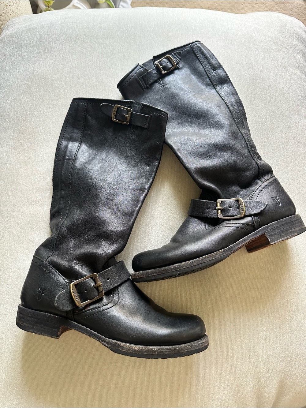 Frye Black Leather Veronica Slouch Boots